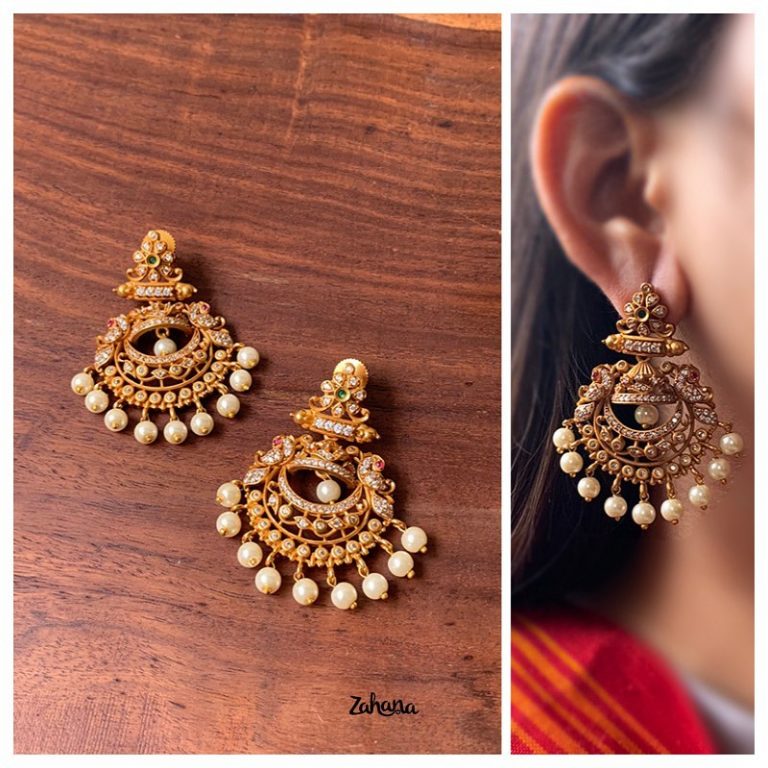AD Matte Half Jhumka Chaand Earrings From Zahana