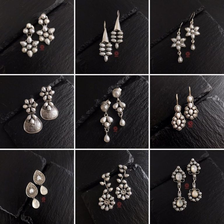Beautiful Silver Pearl Earrings From Aham Jewellery