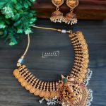 Finely Carved Lakshmi Coin Necklace Set From Aarvee