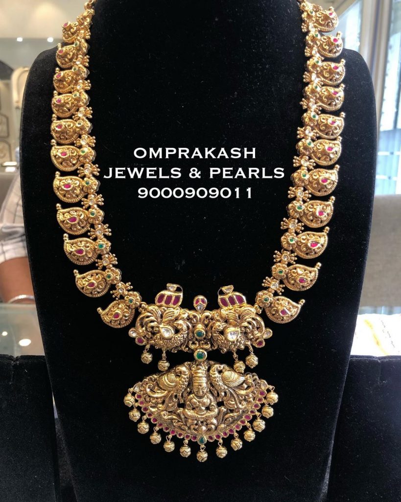 Beautiful Gold Long Necklace From Om Prakash Jewels