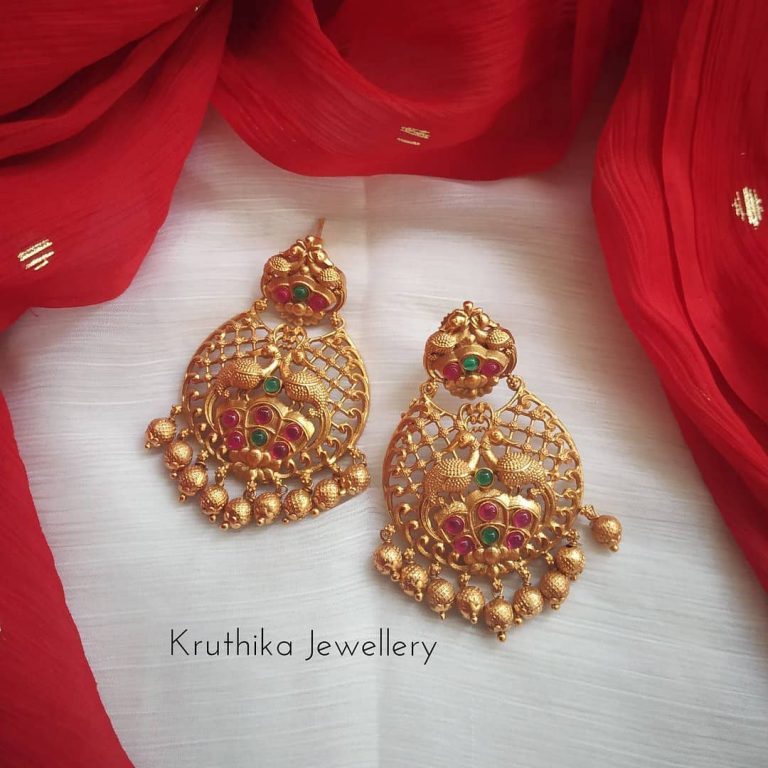 Cute Peacock Earrings From Kruthika Jewellery