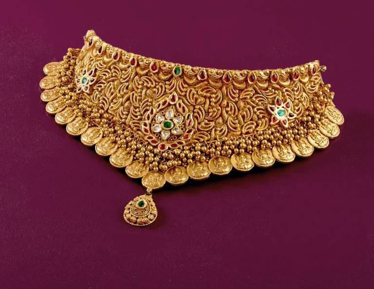Ethnic Yellow Gold Choker From Krishna Jewellers