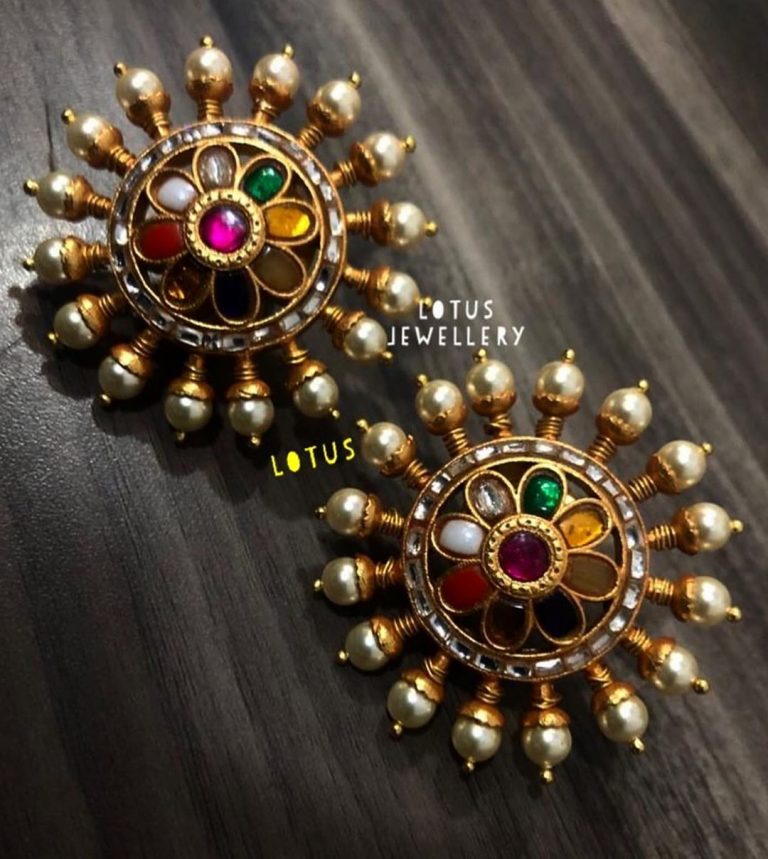 Lovely Navaratana Stud From Lotus Silver Jewellery