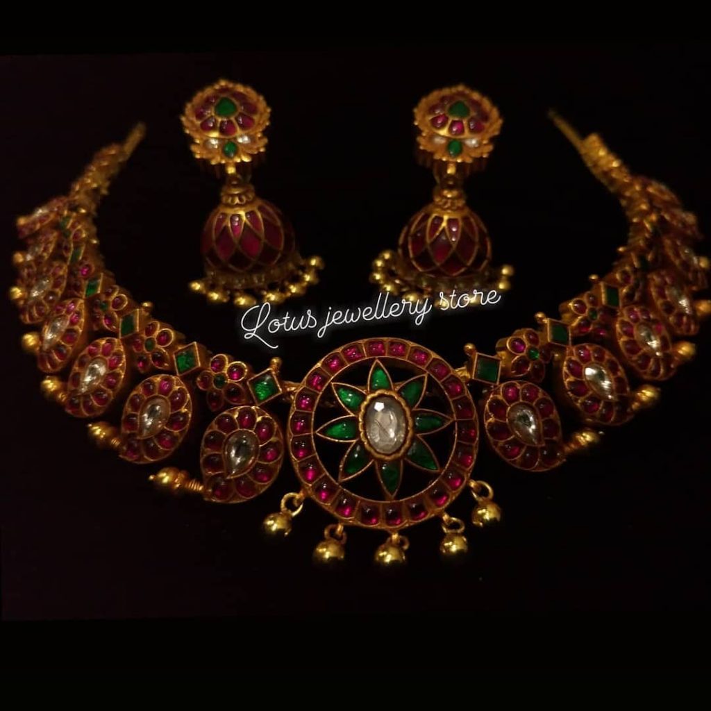 Pretty Kundan Silver Necklace Set From Lotus Silver Jewellery