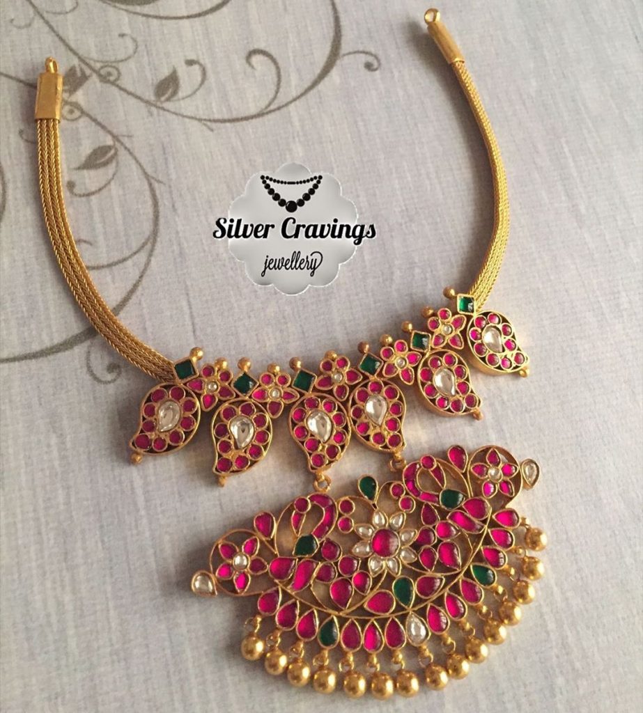 Pretty Silver Kundan Necklace From Silver Cravings Jewellery