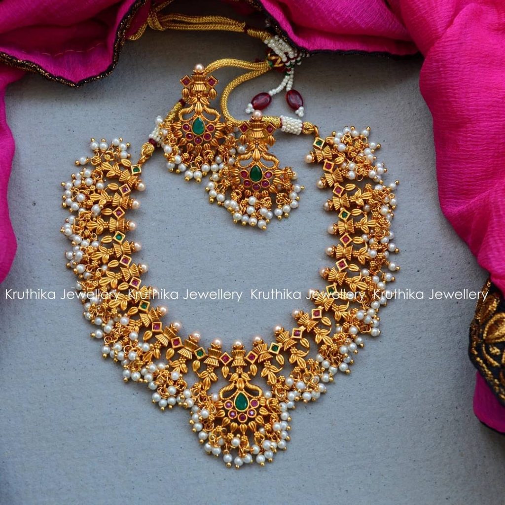 Cute Necklace Set From Kruthika Jewellery