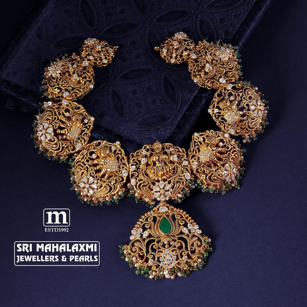 Gorgeous Gold Necklace From Sri Mahalakshmi Jewellers And Pearls