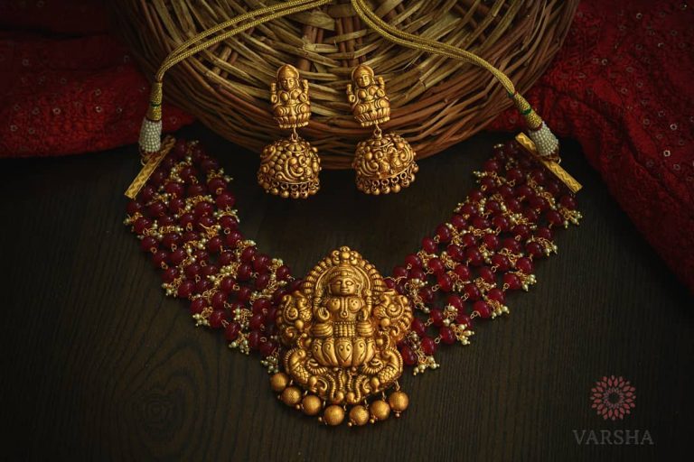 Mind Blowing Temple Necklace Set From Varsha Designers