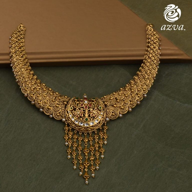 Gold Crescent Necklace from Azva
