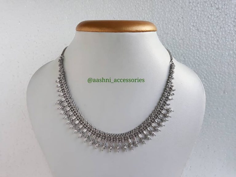 Silver Stone Necklace set from Aashni