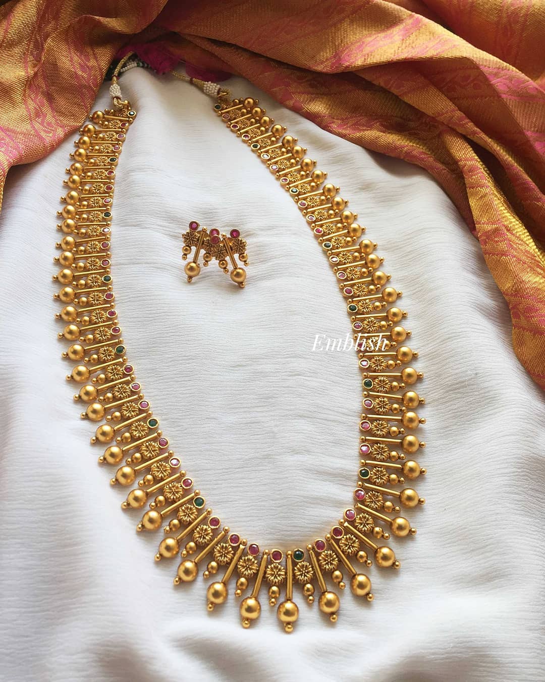 Vintage Matt Long Haram by Emblish Coimbatore - South India Jewels