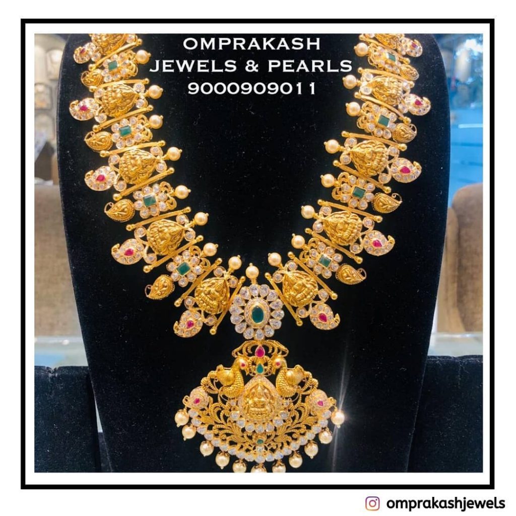 Beautiful Lakshmi Haram Necklace - South India Jewels