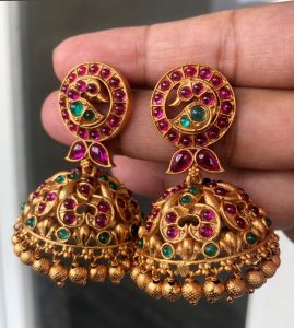 Antique Kemp Stones Jhumkas - South India Jewels