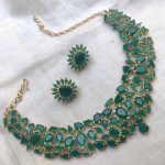 Green Necklace with Matching Stud Earrings