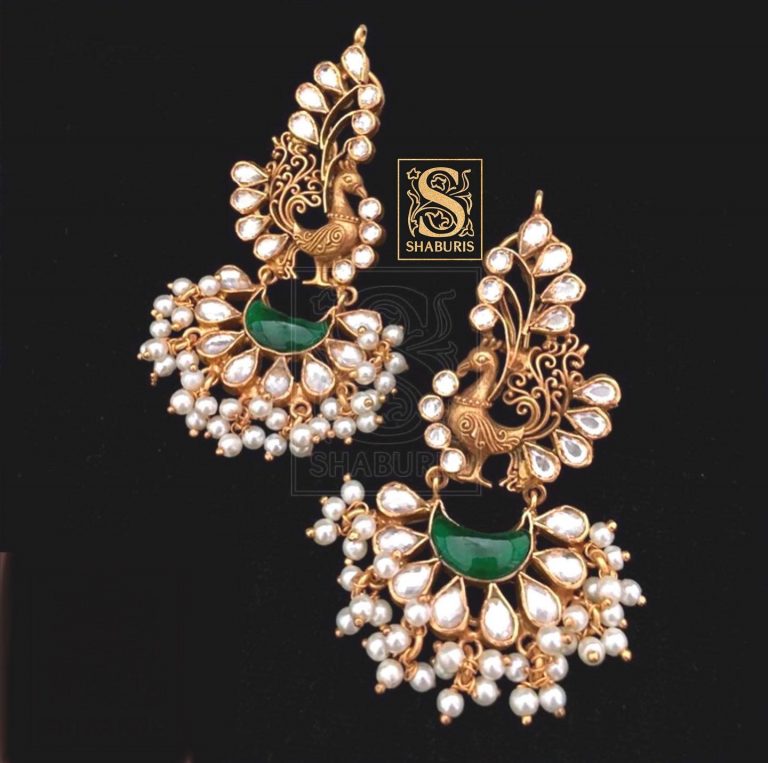 kundan-pearl-peacock-earrings