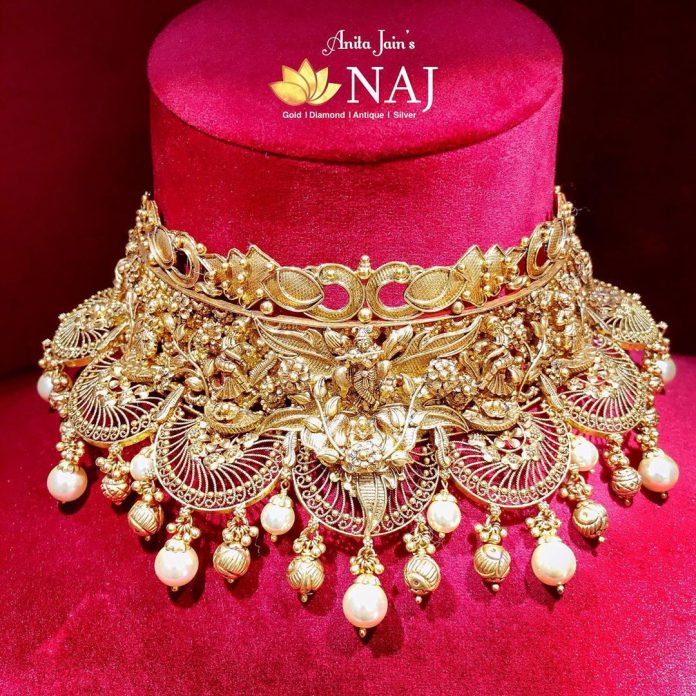 Antique Nakashi Work Choker - South India Jewels