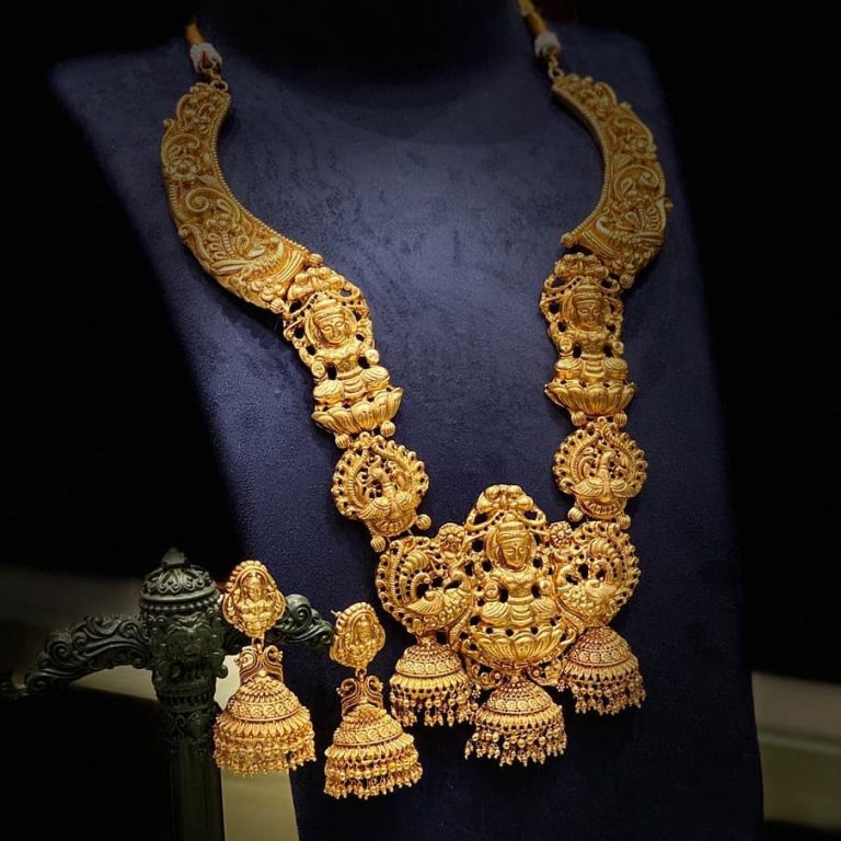 nagas-work-lakshmi-temple-long-haram-earrings