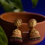 Antique Ruby Green Beads Temple Jhumkas