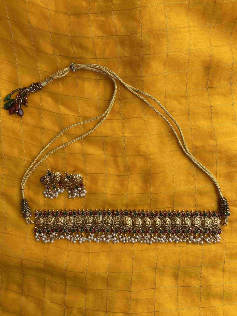 Traditional Lakshmi Coin Guttapusalu Choker