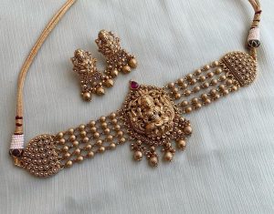 Nagasi Lakshmi Pearl Choker Earrings - South India Jewels