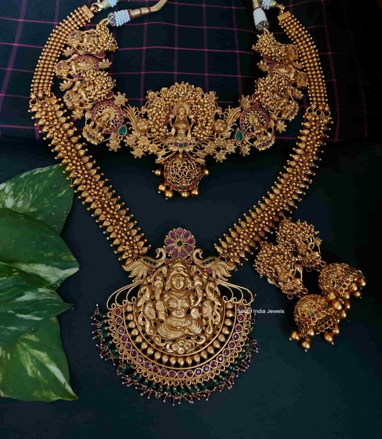 Lakshmi-Pendant-Heavy-Bridal-Set-with-Jhumka-01-scaled