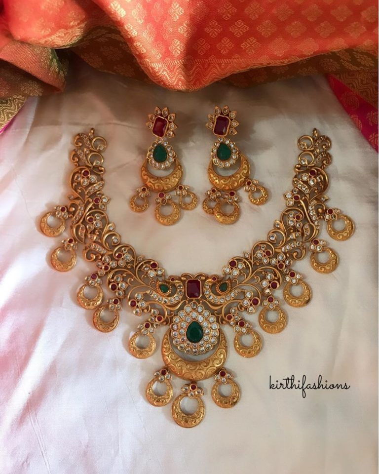 Ad Stone Necklace Set - South India Jewels