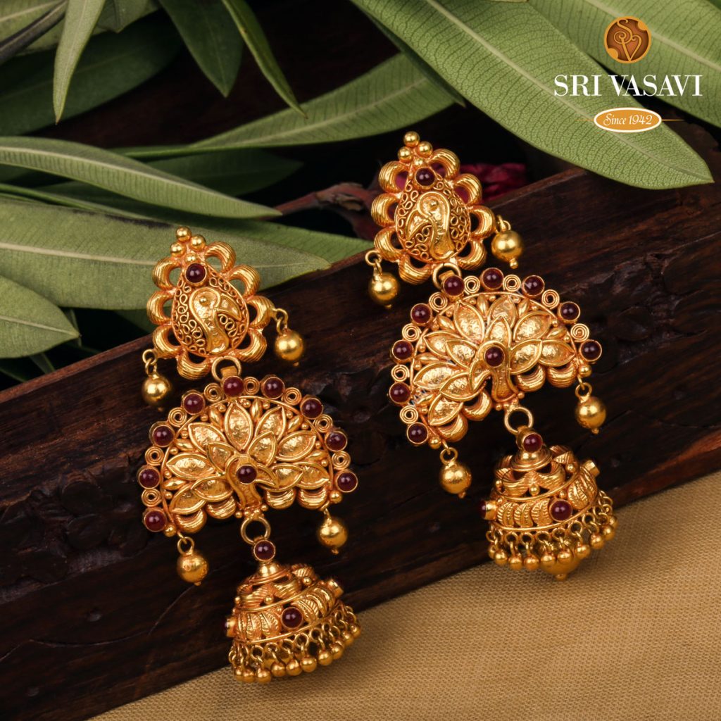 Antique Gold Jhumkas - South India Jewels