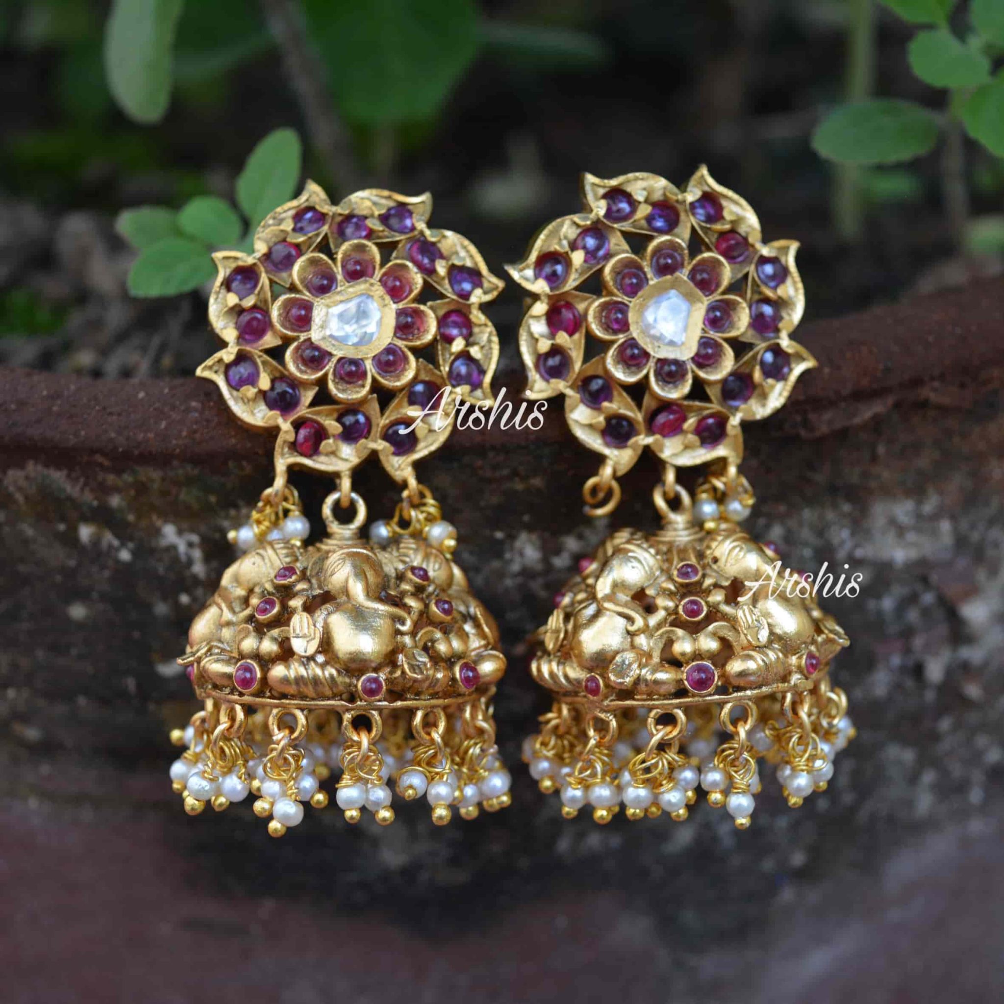 Ganesha Design Jhumka - South India Jewels