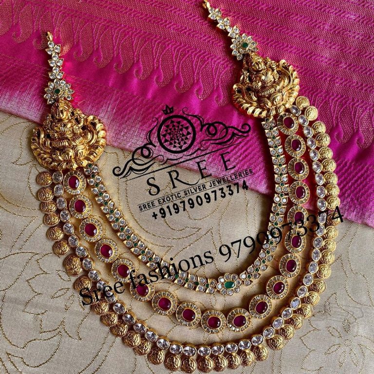Layered Stone Temple Necklace - South India Jewels