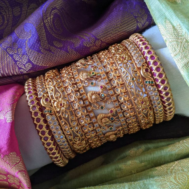 peacock-design-stone-studded-bangles-set