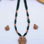 Small Beads Lakshmi Pendant Long Necklace