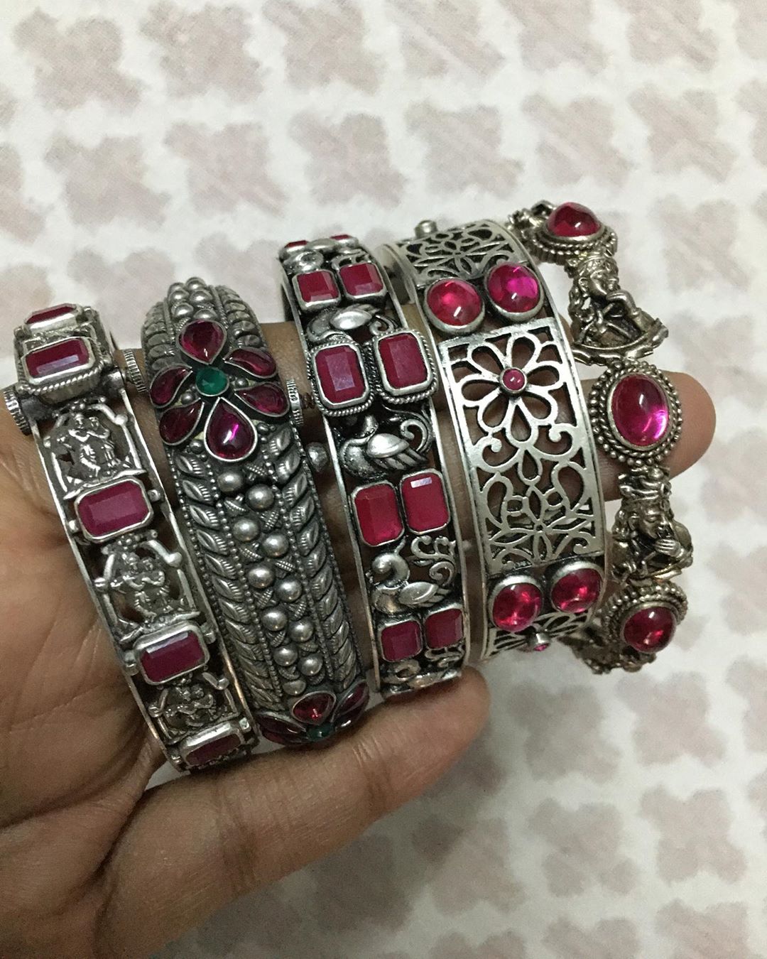 stone-studded-silver-bangles