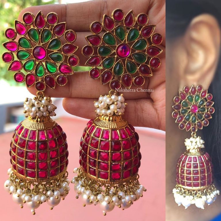 antique-finish-grand-ruby-red-green-stones-pearls-flower-jumkha
