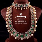 Emerald Studded Diamond Choker Long Necklace