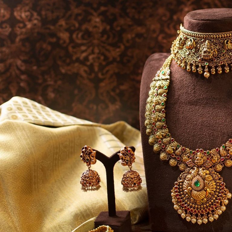 grand-imitation-choker-and-midlength-necklace-jhumkas