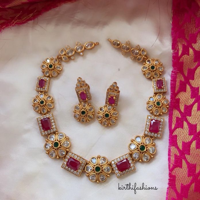 Stone And Kundan Necklace - South India Jewels