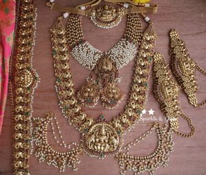 Gold Alike Polished Nagas Bridal Set - South India Jewels