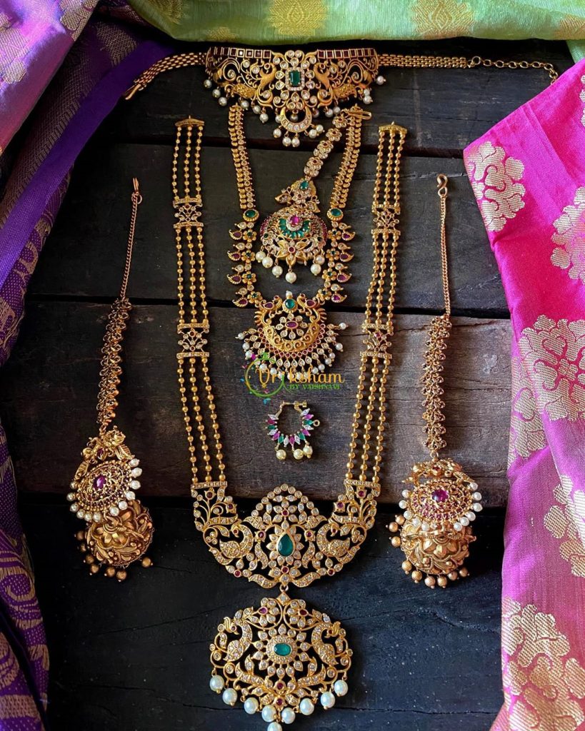 Imitation Bridal Jewellery Set Combo - South India Jewels