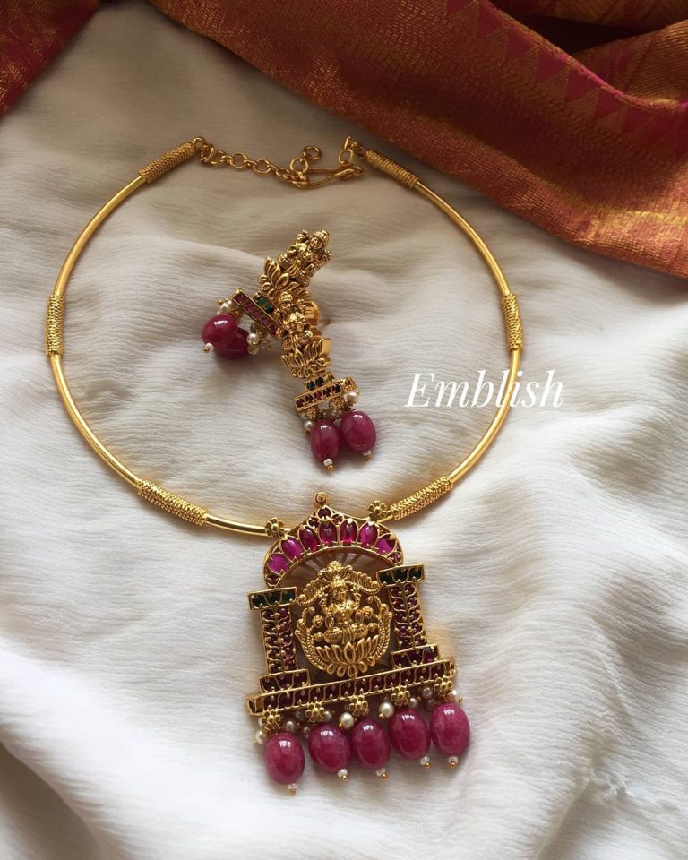 Lakshmi Pipe Necklace Set - South India Jewels