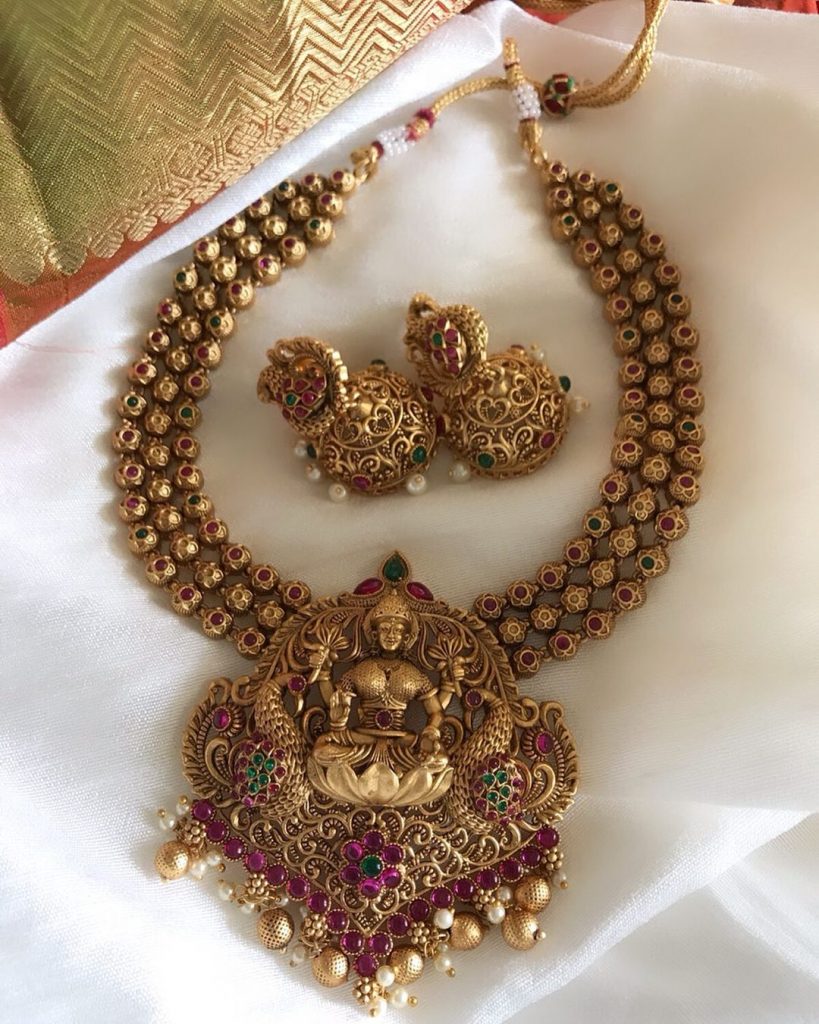Royal Antique Temple Necklace Set - South India Jewels