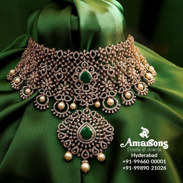 diamond-emerald-choker-necklace-set