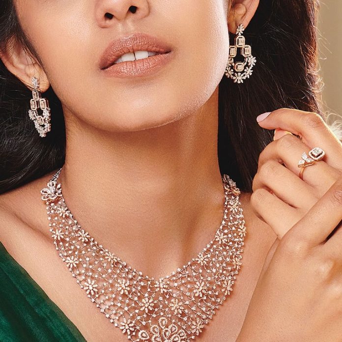 Diamond Necklace Set - South India Jewels