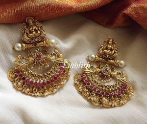 Lakshmi Coin Pearl Hangings Earrings - South India Jewels