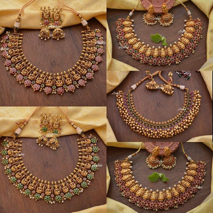 Temple Necklace Designs - South India Jewels