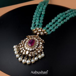 Beads And Precious Stones Necklace - South India Jewels