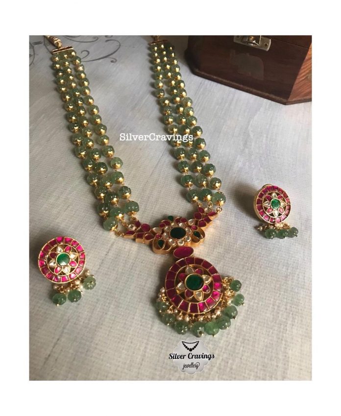 One Gram Gold Traditional South Indian style choker Jhumka set | Ameri – Indian  Designs
