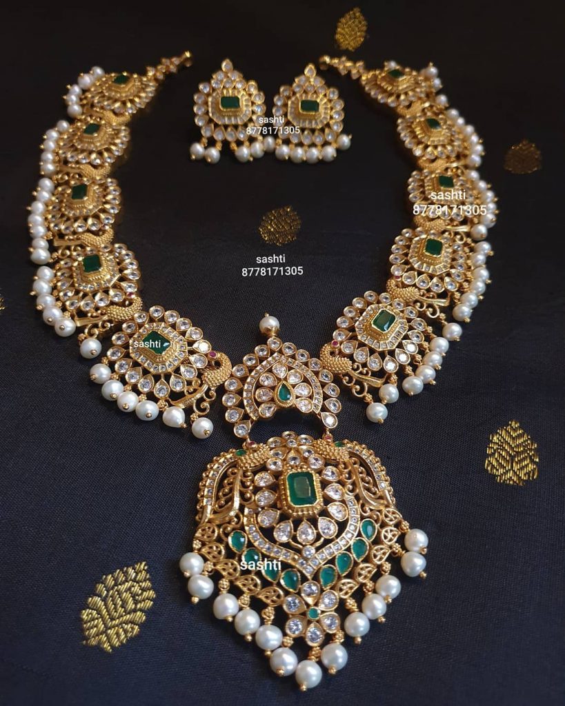 Traditional Gold Plated Necklace Set - South India Jewels