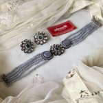 Grey Choker Necklace Set