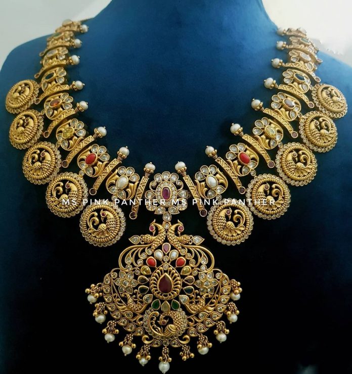 Silver Necklace Design - South India Jewels