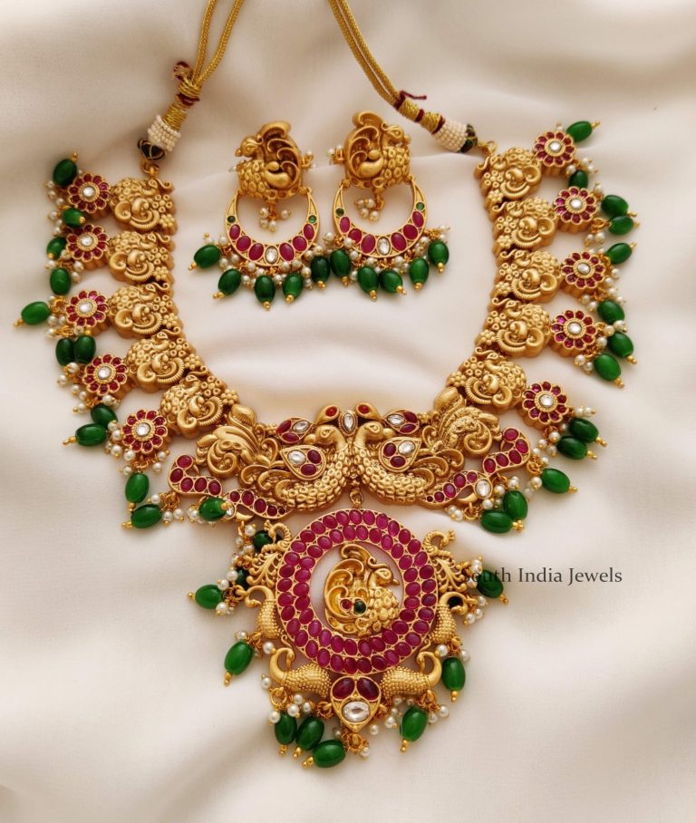 Amazing Peacock Design Necklace By South India Jewels!